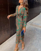 ISABEL | VESTIDO MIDI ELEGANTE CON ESTAMPADO DE ENCANTO ATEMPORAL