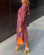 ISABEL | VESTIDO MIDI ELEGANTE CON ESTAMPADO DE ENCANTO ATEMPORAL