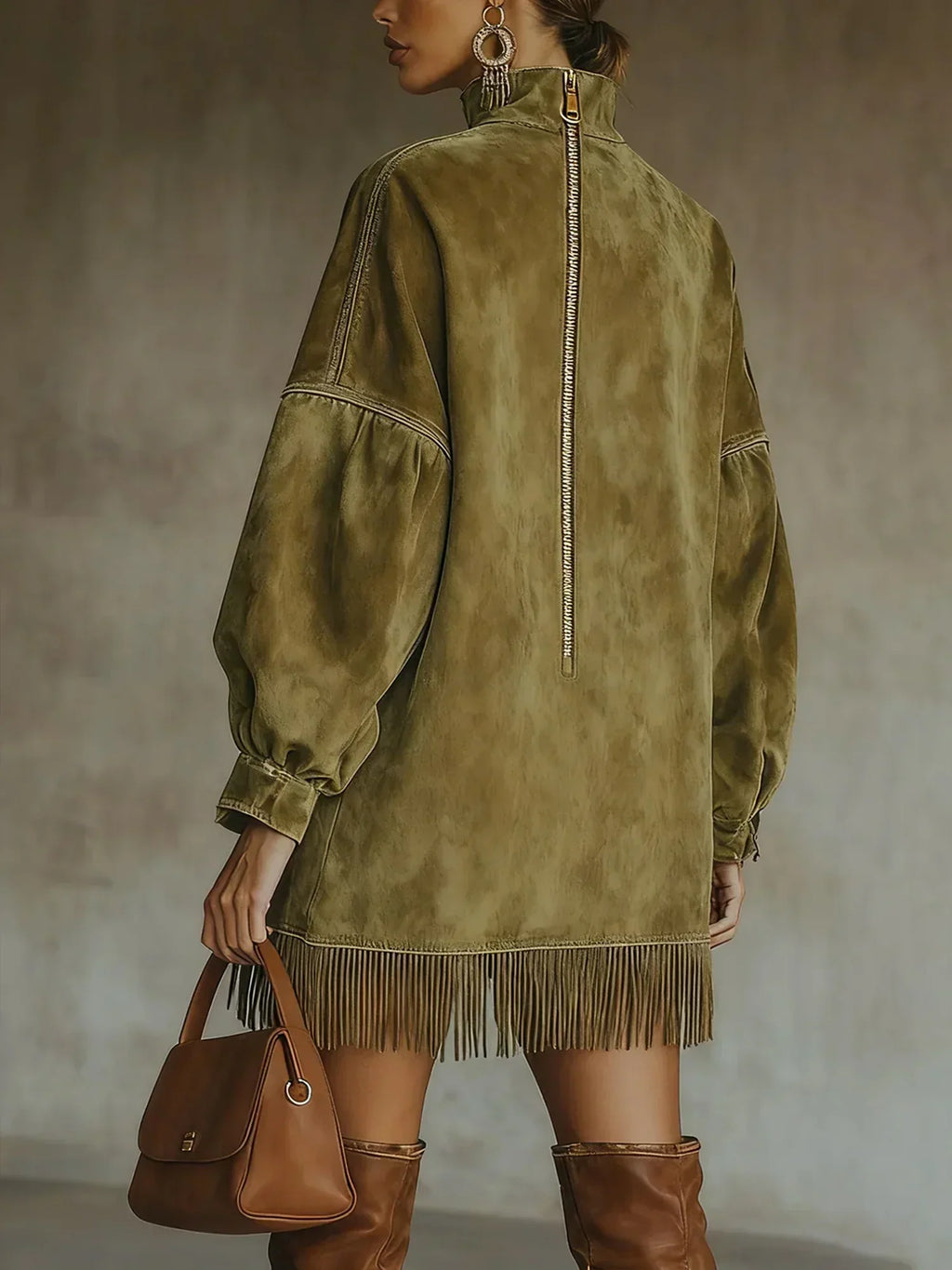 SELINA | VESTIDO DE ANTE CON FLECOS