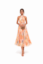 ESTHER | VESTIDO DE CUELLO HALTER CON ESTAMPADO DE ACUARELA