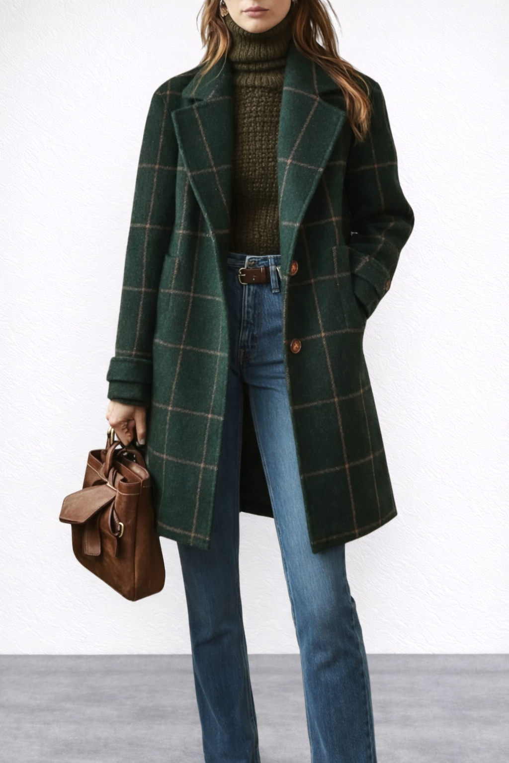 ALEJANDRA | ABRIGO CLÁSICO DE INVIERNO CON ESTAMPADO DE CUADROS