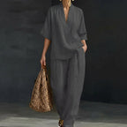 ALBA | CONJUNTO DE DOS PIEZAS: CAMISA DE ESTILO RELAJADO Y PANTALÓN DE PERNERA ANCHA