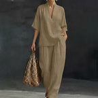 ALBA | CONJUNTO DE DOS PIEZAS: CAMISA DE ESTILO RELAJADO Y PANTALÓN DE PERNERA ANCHA