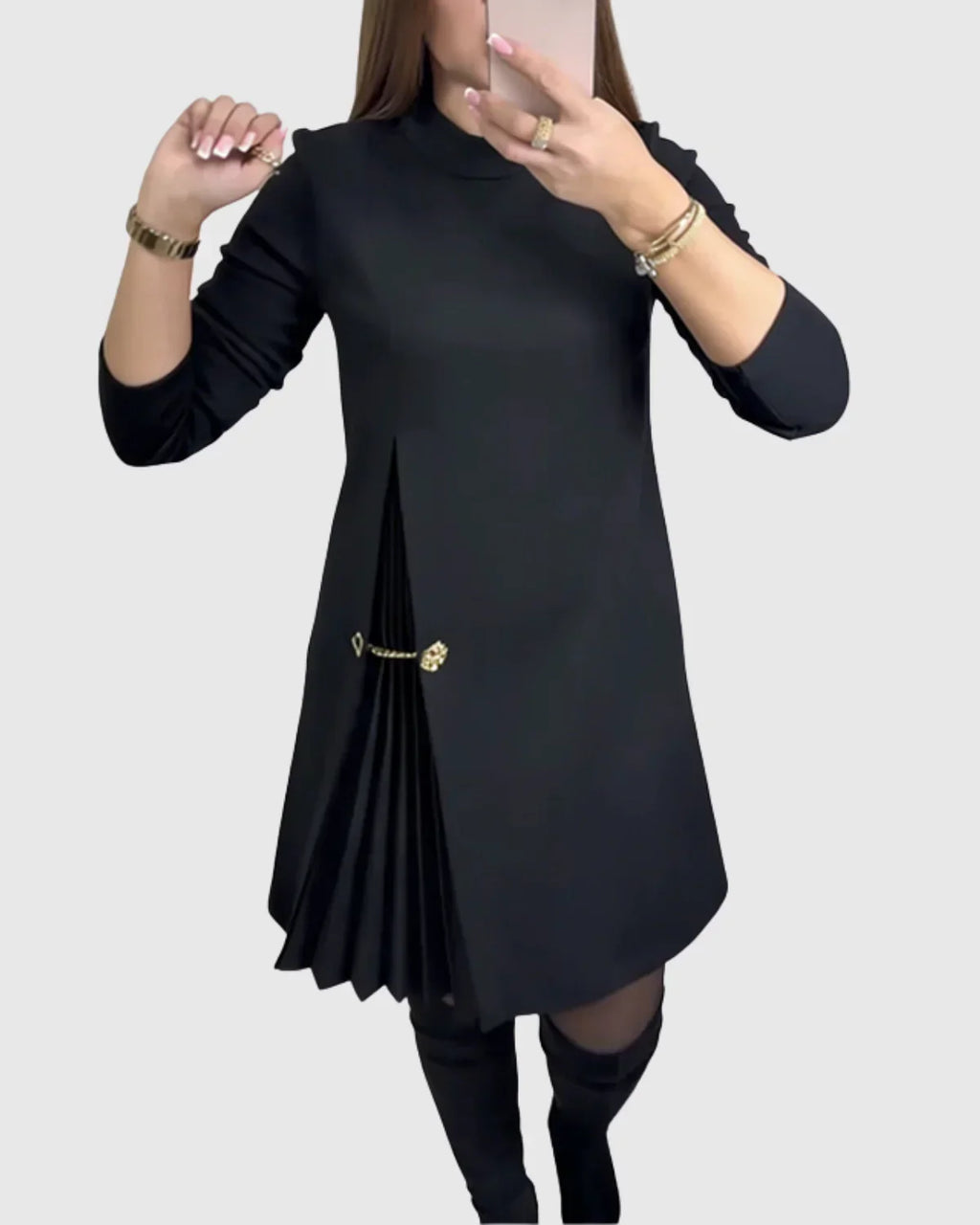 SILVIA | VESTIDO ELEGANTE CON PANELES PLISADOS