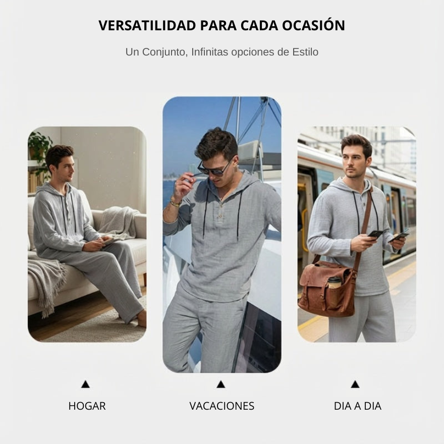 LUCA | CONJUNTO DE 2 PIEZAS DE SUDADERA Y PANTALÓN HOLGADOS PARA HOMBRE