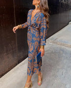 ISABEL | VESTIDO MIDI ELEGANTE CON ESTAMPADO DE ENCANTO ATEMPORAL