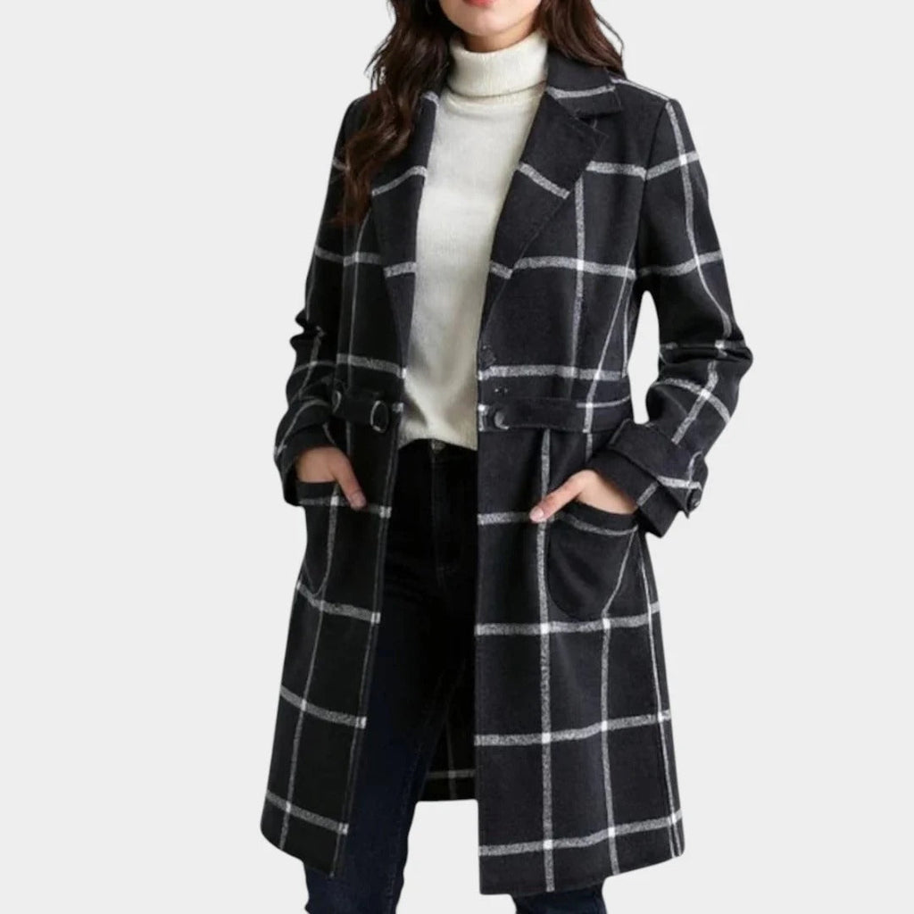 ALEJANDRA | ABRIGO CLÁSICO DE INVIERNO CON ESTAMPADO DE CUADROS