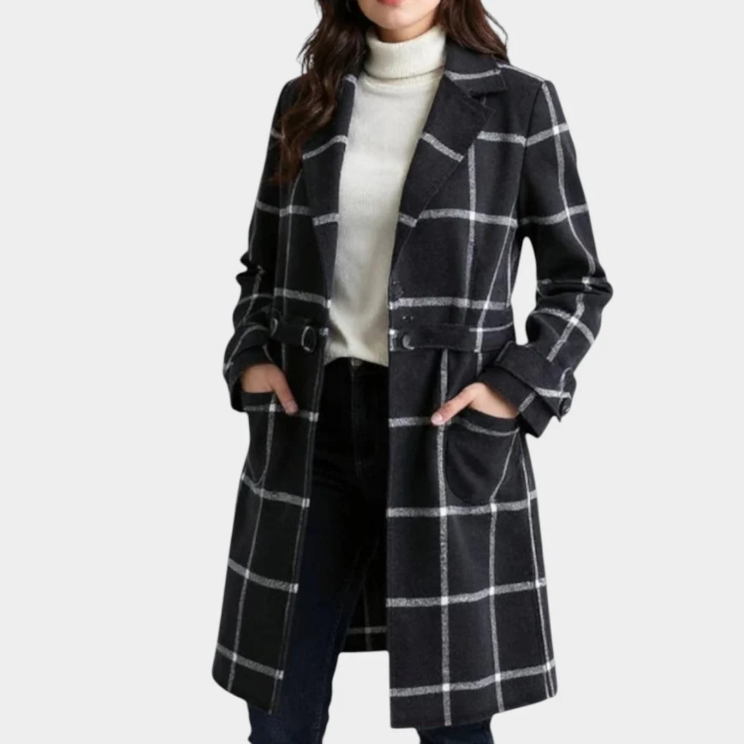 ALEJANDRA | ABRIGO CLÁSICO DE INVIERNO CON ESTAMPADO DE CUADROS