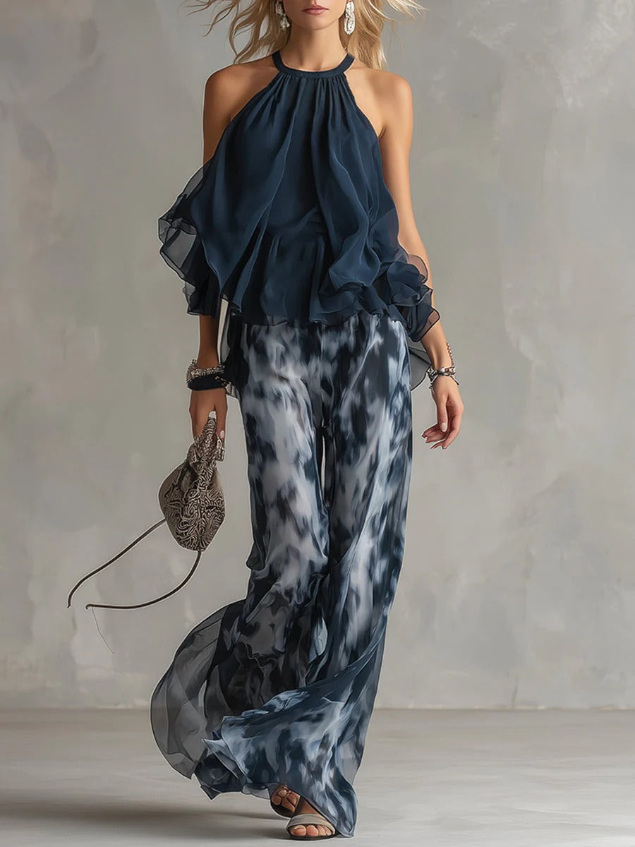 ÉLISE | CONJUNTO ELEGANTE Y LIGERO CON TOP FLUIDO Y PANTALÓN DE PIERNA ANCHA