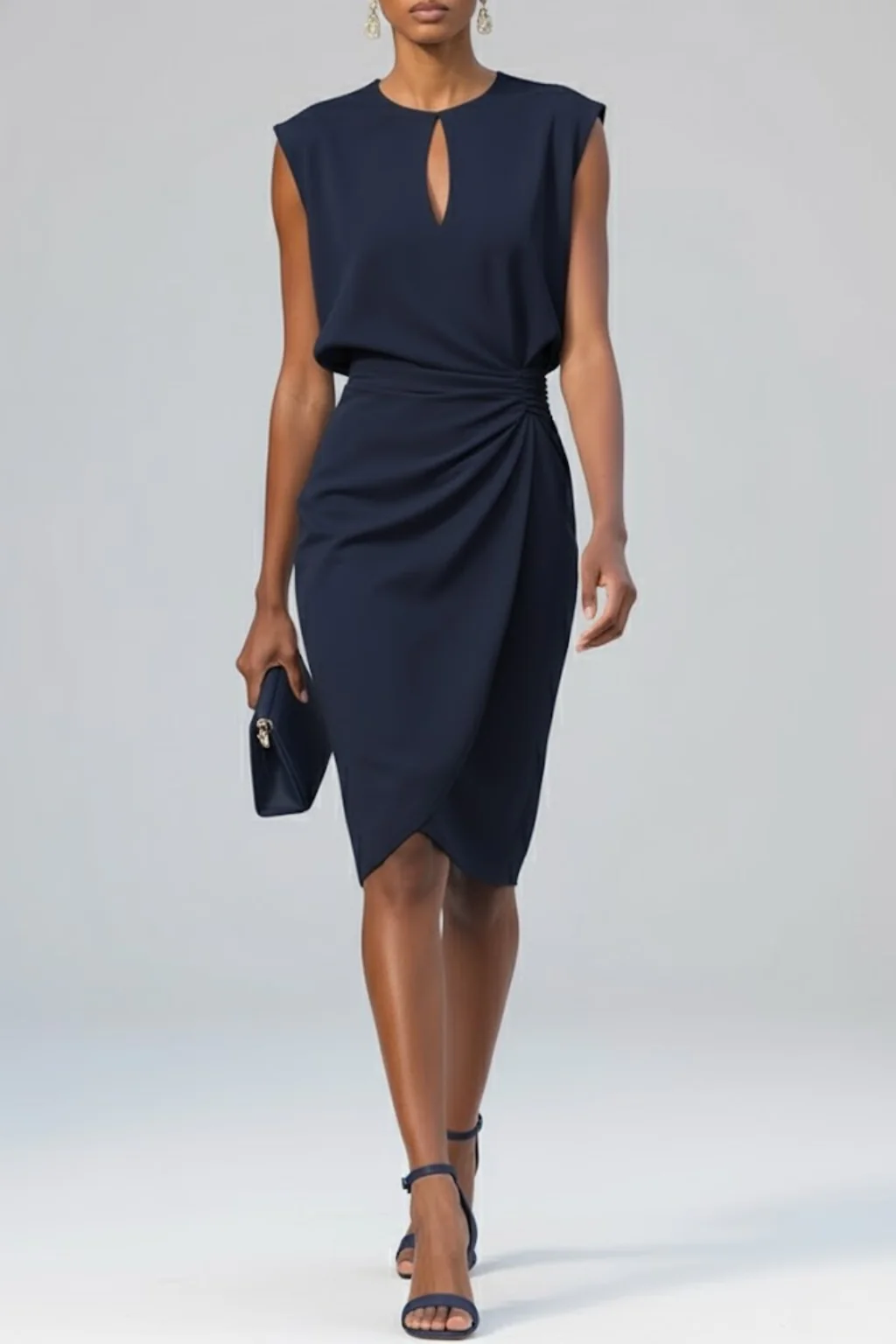 MELINA | VESTIDO MIDI CON CINTURA FRUNCIDA