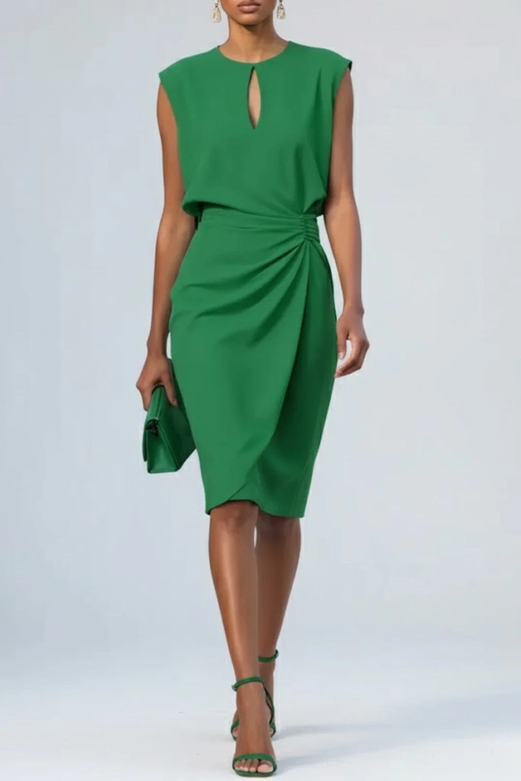 MELINA | VESTIDO MIDI CON CINTURA FRUNCIDA