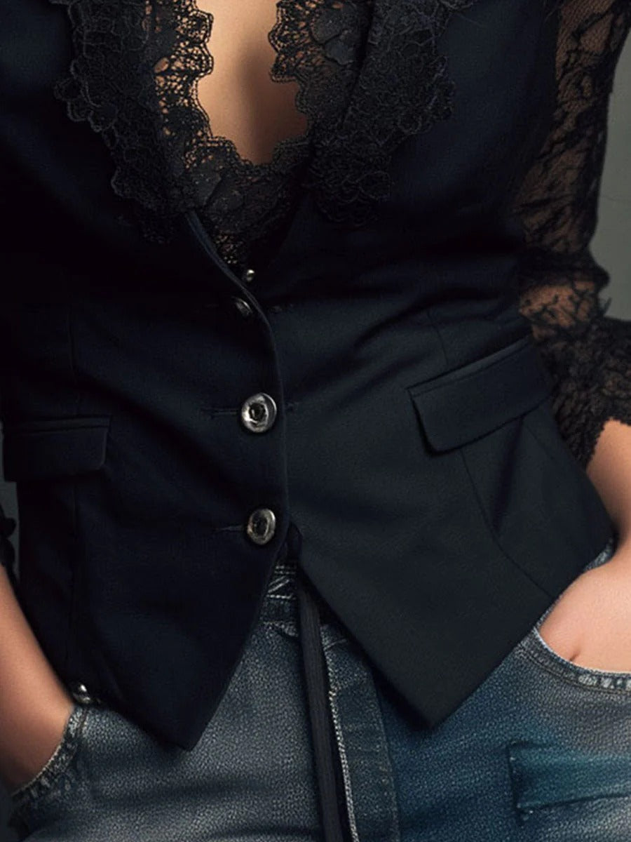 CLAUDIA | BLAZER NEGRO CON ENCAJE