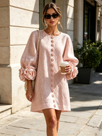 LOLA | MINIVESTIDO CON ESTAMPADO FLORAL Y CIERRE DE BOTONES