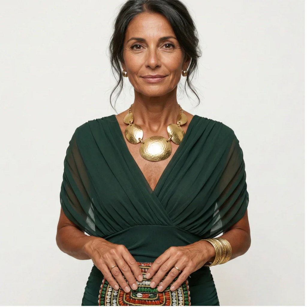LUISA | ELEGANTE VESTIDO LARGO CON ESCOTE EN V QUE REALZA LA SILUETA