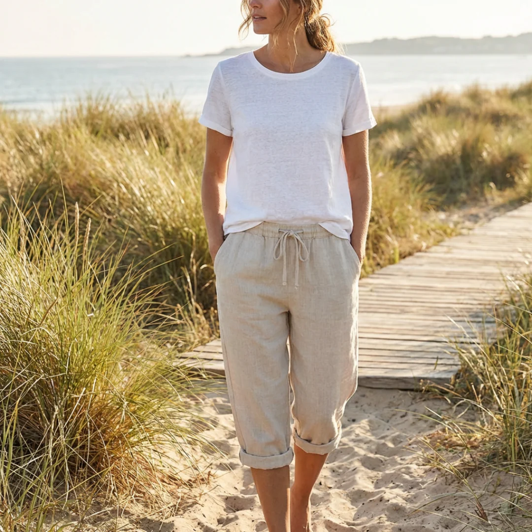 CAPRI | PANTALÓN MUJER CON CINTURA ELÁSTICA Y CORDÓN