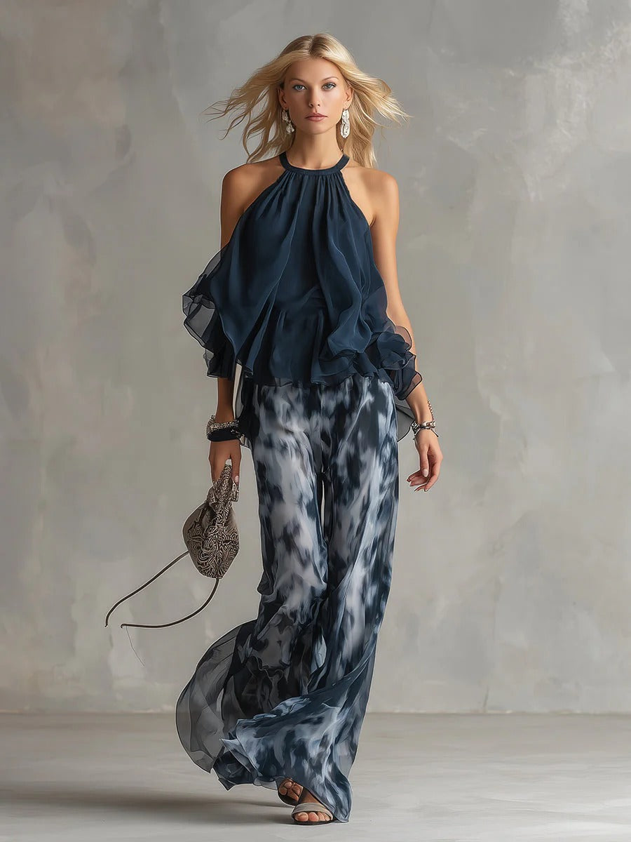 ÉLISE | CONJUNTO ELEGANTE Y LIGERO CON TOP FLUIDO Y PANTALÓN DE PIERNA ANCHA