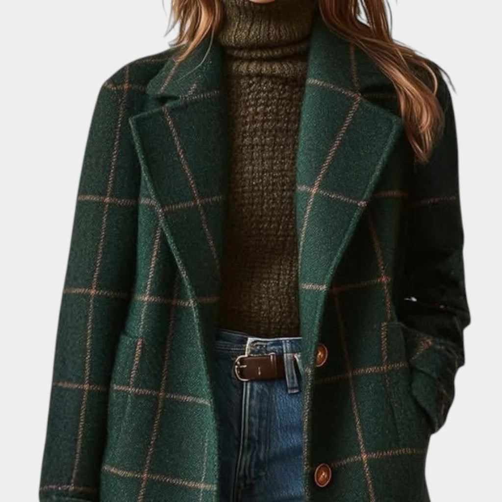 ALEJANDRA | ABRIGO CLÁSICO DE INVIERNO CON ESTAMPADO DE CUADROS