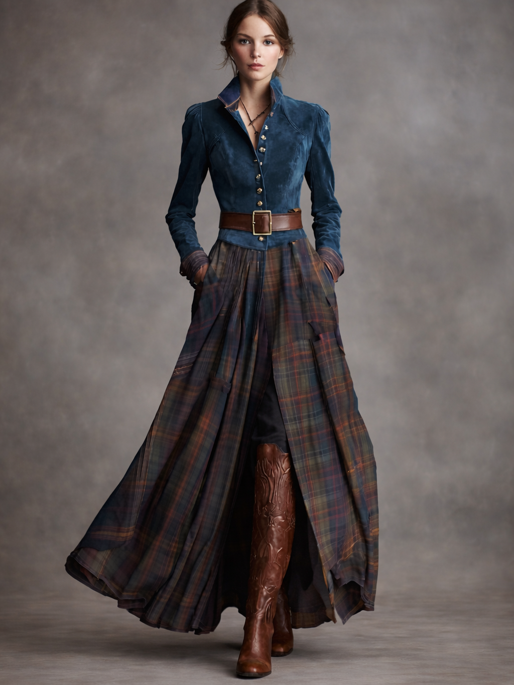 MAISON VERIN | VESTIDO DE CUADROS CON CINTURÓN
